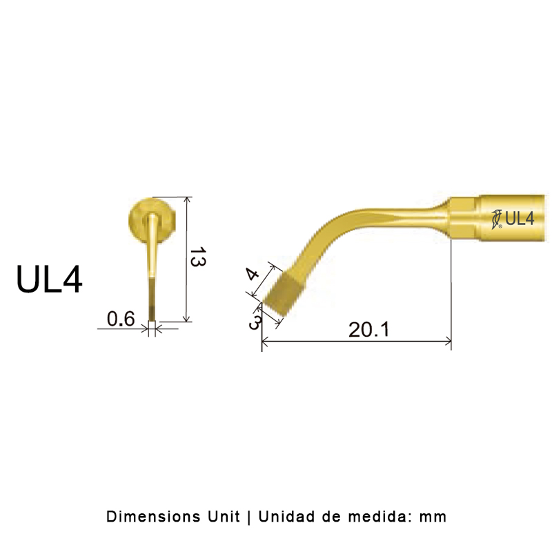 Punta cirugía Woodpecker UL4 para Mectron (Cirugía), Woodpecker Surgic Touch, Ultrasurgery y otros | Osteotomía - punta ultrasonidos Woodpecker.