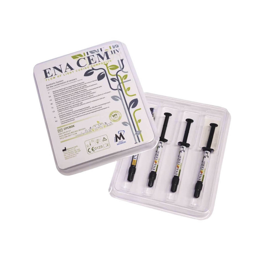 ENA CEM HV Kit · Cemento de carillas (3 dentinas + Ena Soft Flow)