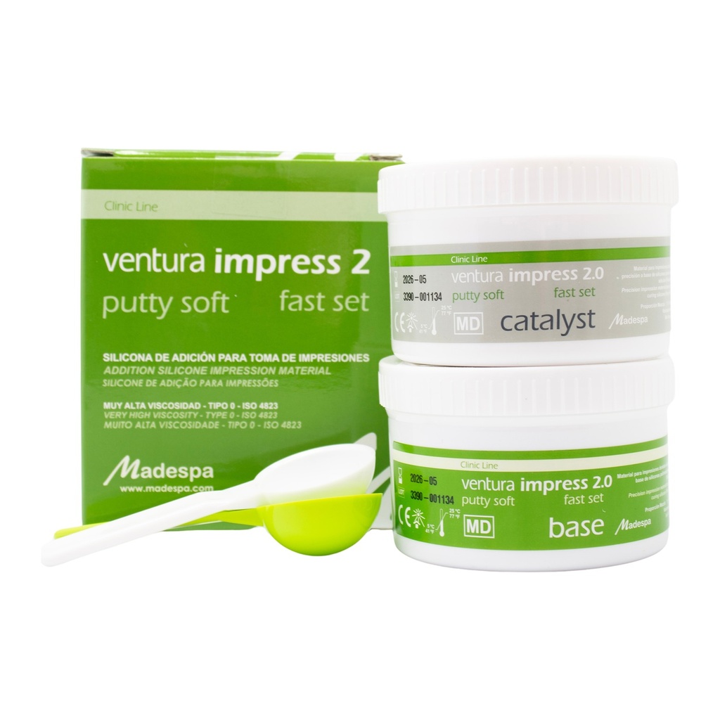 Ventura Impress 2.0 Putty Soft Fast · Silicona de adición pesada (2 × 250 ml)