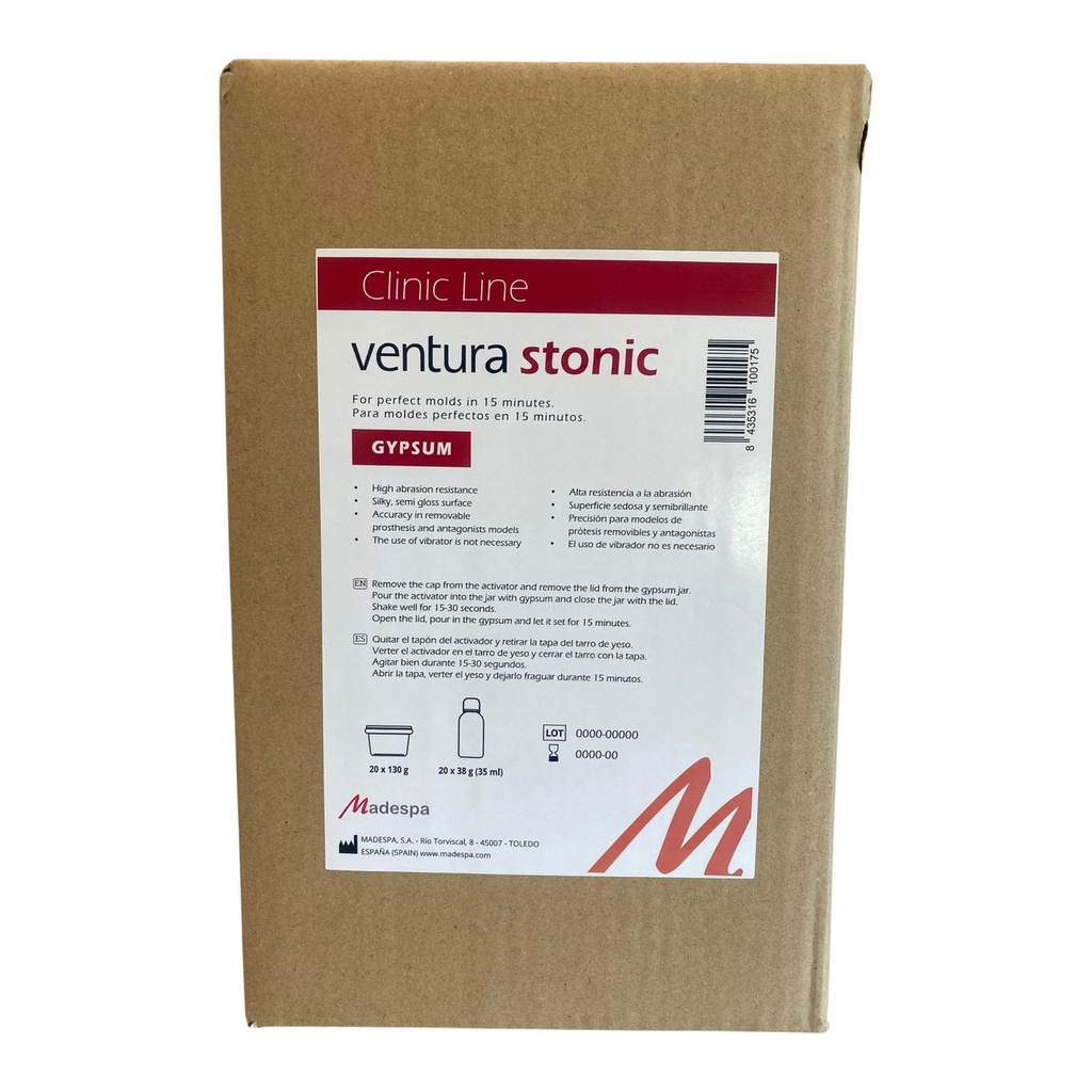 Ventura Stonic · Yeso extraduro para clínica dental (caja 20 sets)