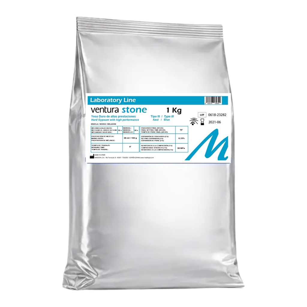 Ventura Stone · Yeso dental tipo III (pack 5 × 1 kg)