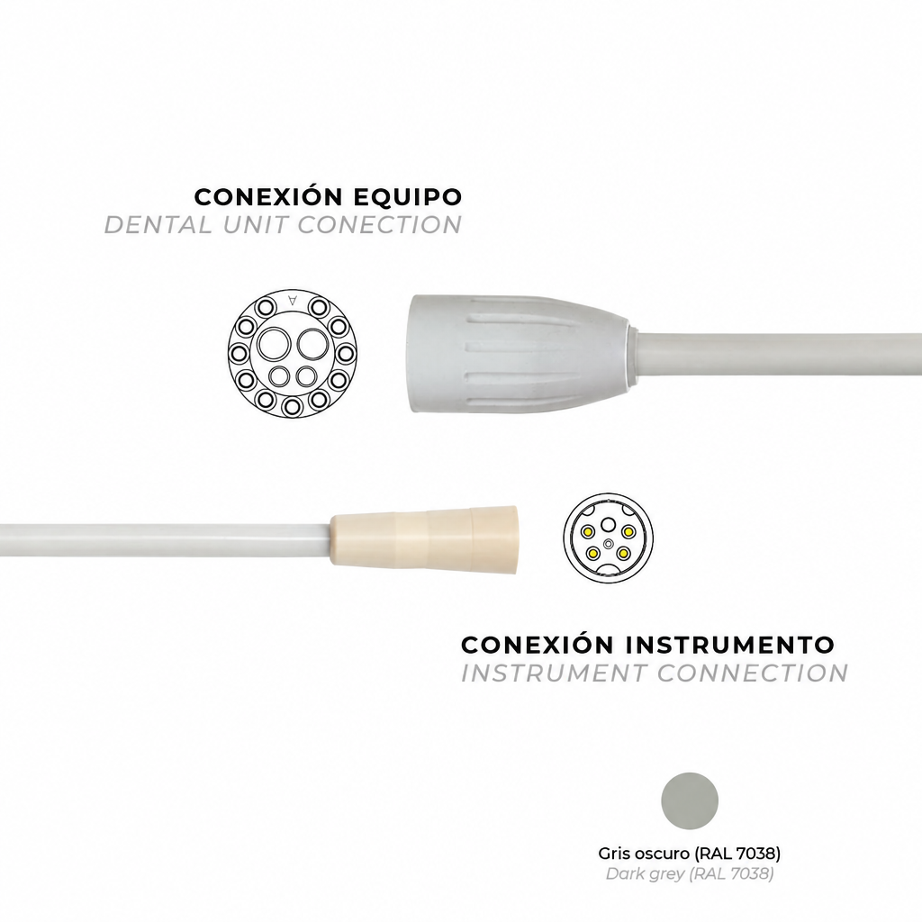 Manguera para ultrasonidos Cefla® Anthos UPZ6, Stern Weber SC-A2 y Castellini Piezosteril 6, conector Cefla®, 135cm, gris oscuro