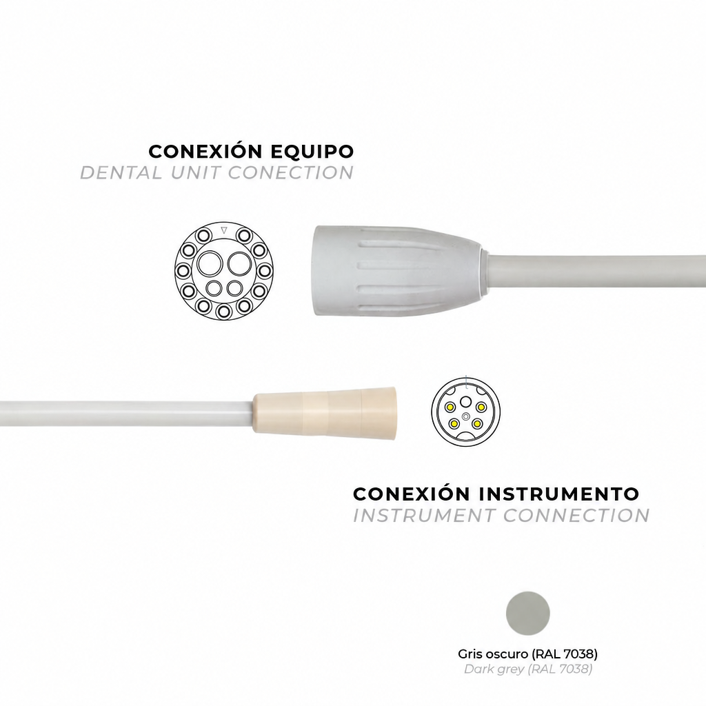 Manguera para ultrasonidos Cefla® Anthos UPZ7, Stern Weber SC-A3 y Castellini Piezolight 6, conector Cefla®, 135cm, gris oscuro