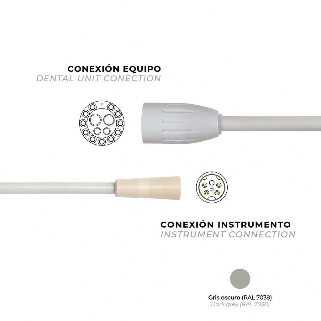Manguera para ultrasonidos Cefla® Anthos UPZ6, Stern Weber SC-A2 y Castellini Piezosteril 6, conector Cefla®, 120cm, gris oscuro
