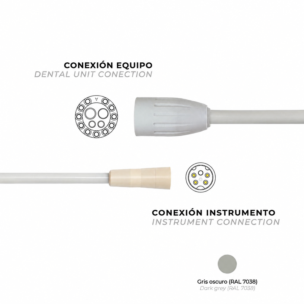 Manguera para ultrasonidos Cefla® Anthos UPZ7, Stern Weber SC-A3 y Castellini Piezolight 6, conector Cefla®, 120cm, gris oscuro