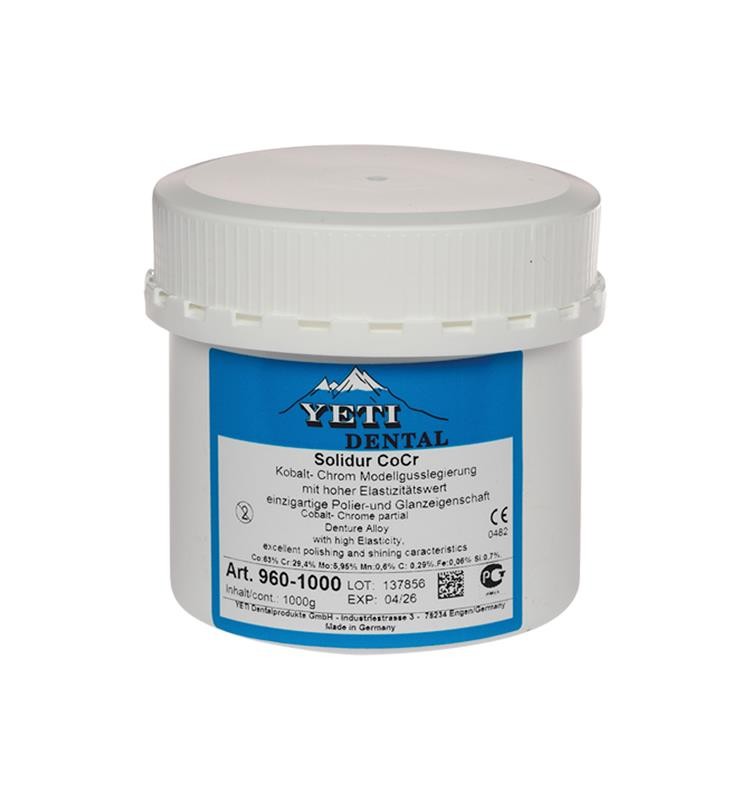 Aleación Solidur de cromo-cobalto Yeti Dental para esqueléticos (1 kg)