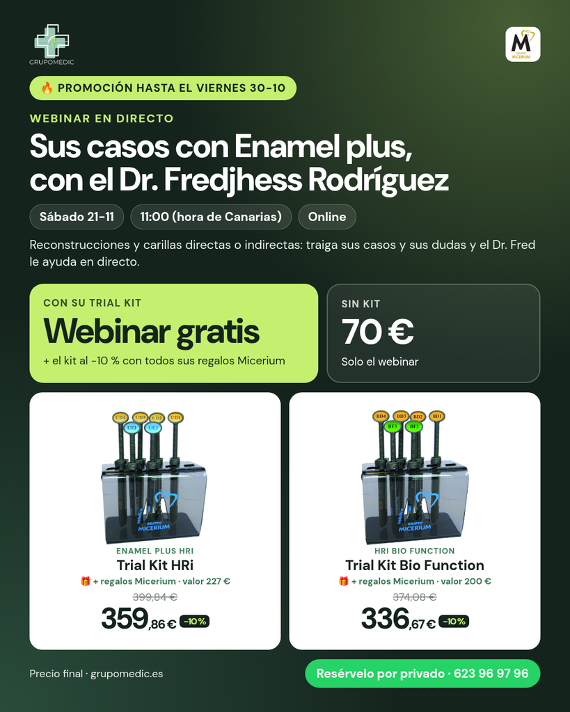 Webinar Dr. Fred · Sus casos con Enamel plus · sáb. 21-11 11:00